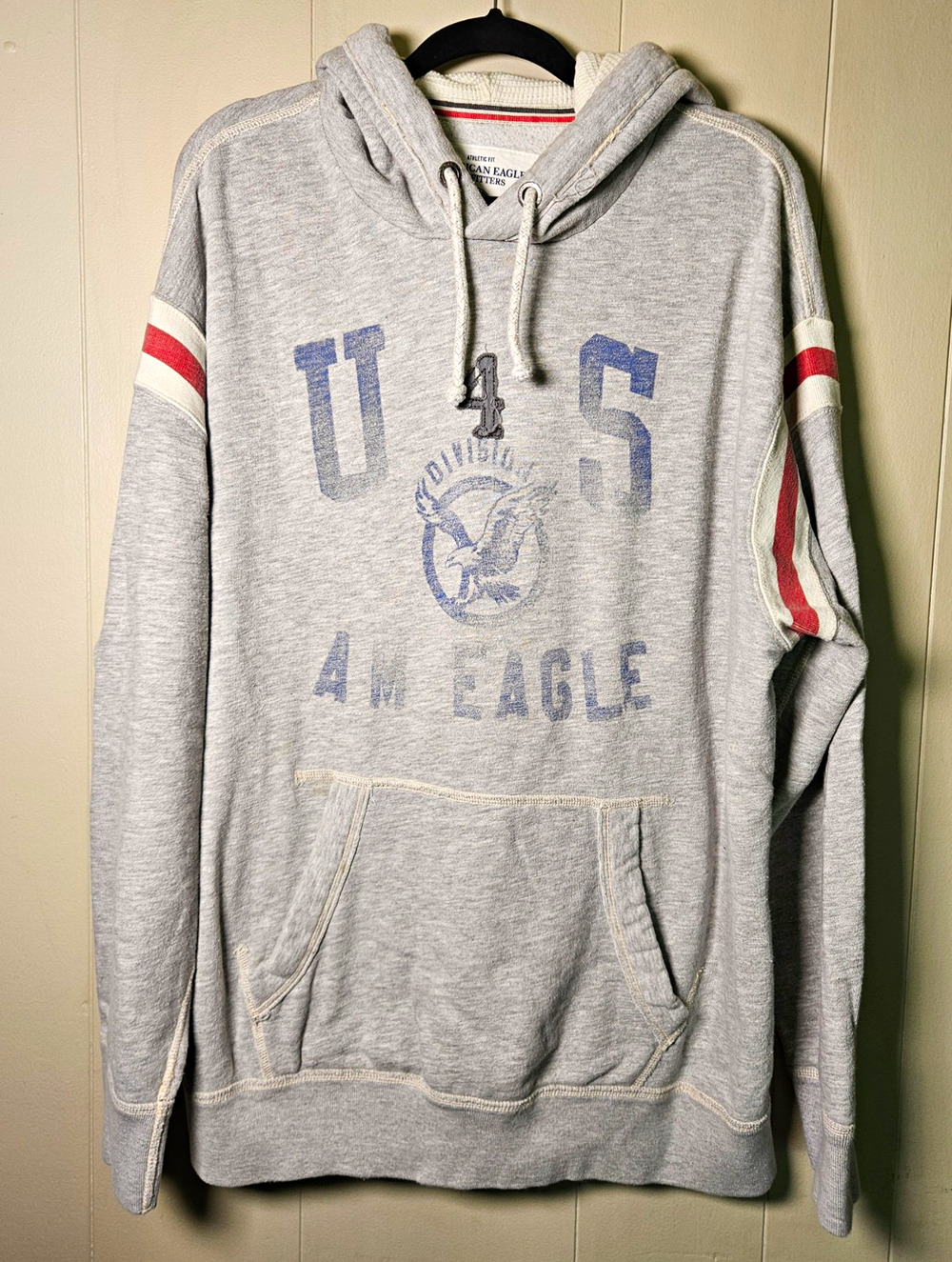 American Eagle Outfitters Gray Fleece Pullover Hoodie USA Eagle Graphic XXL